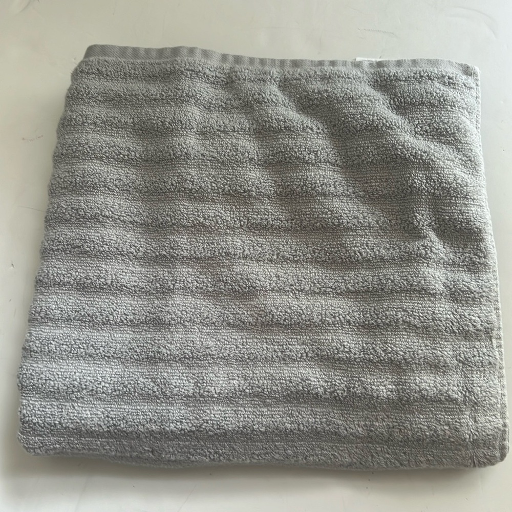 Mainstays Set Of (2) 100% Cotton Gray Ribbed Bath Towels
